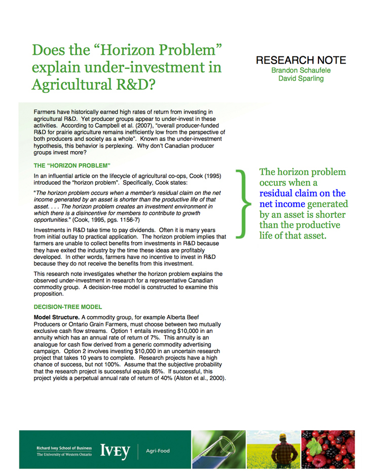Does the “Horizon Problem” explain under-investment in Agricultural R&D?