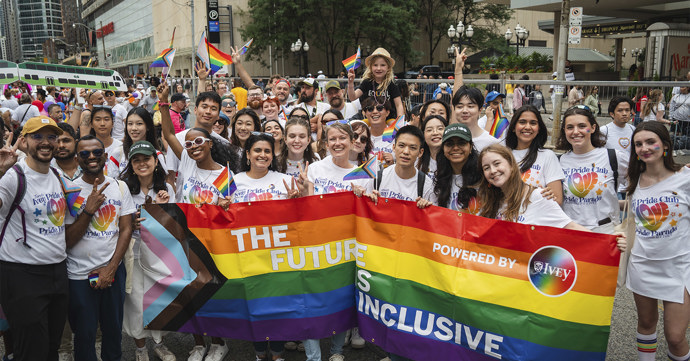 Members of the Ivey community participating in the Toronto Pride Parade